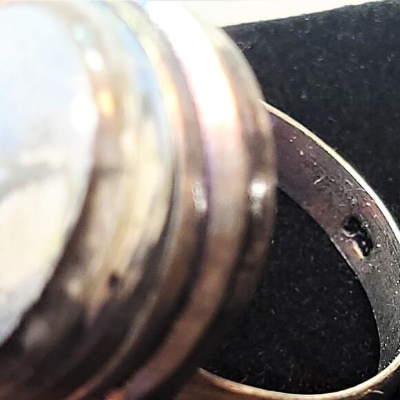 SZ 8 BoHo Owhyee Blue Opal 925 Silver Plated Ring - Picture 9 of 13